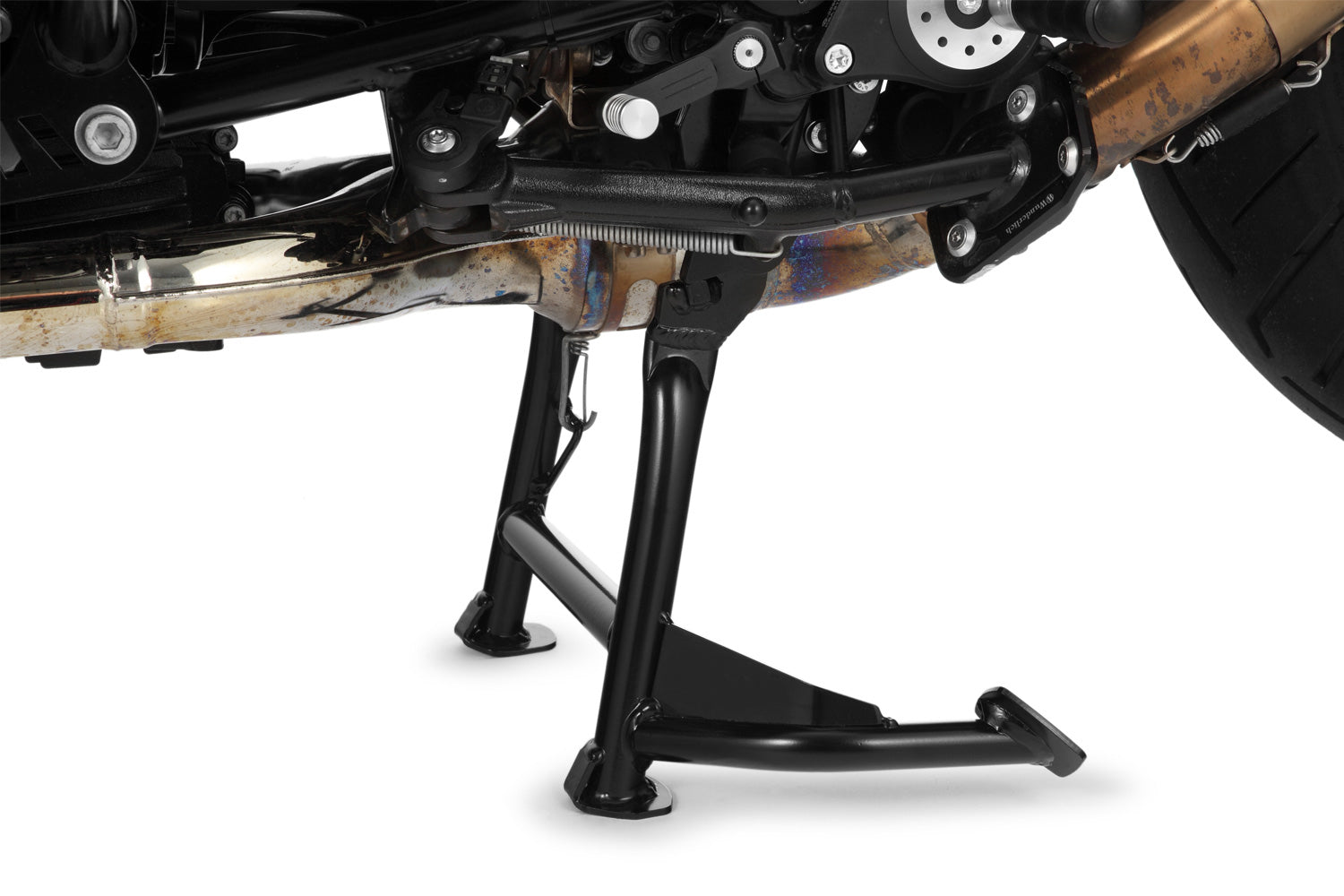 Wunderlich R nineT main stand - essential for maintenance work, care and most importantly for easy loading of the bike.
