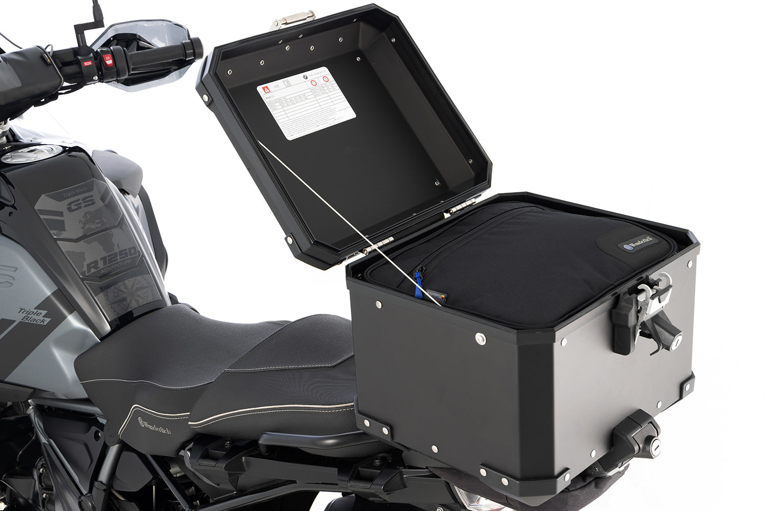 Perfectly fitting inner bag for the original BMW aluminum top case as well as comparable motorcycle top cases