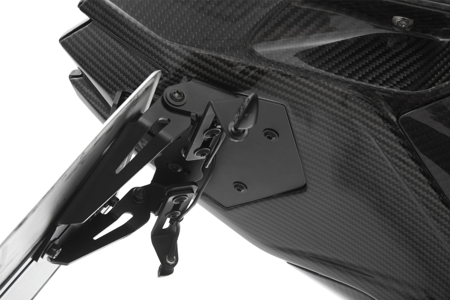The set includes two high-quality indicator brackets made of black anodised aluminium