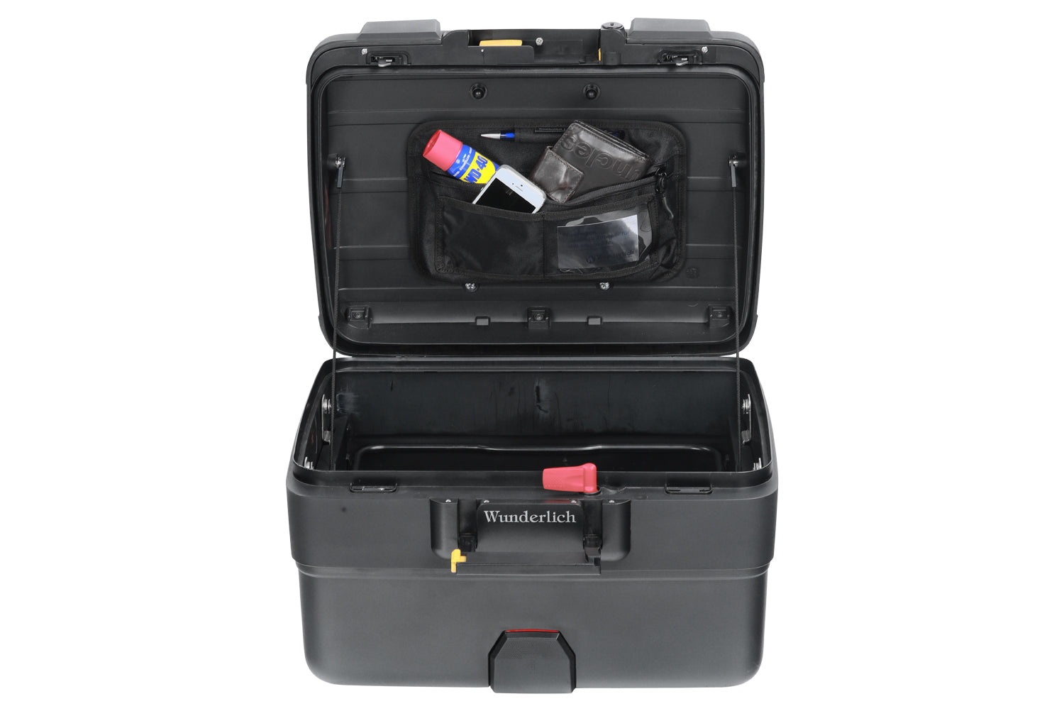 Now the side and top case lids can also be used for convenient and practical storage.
