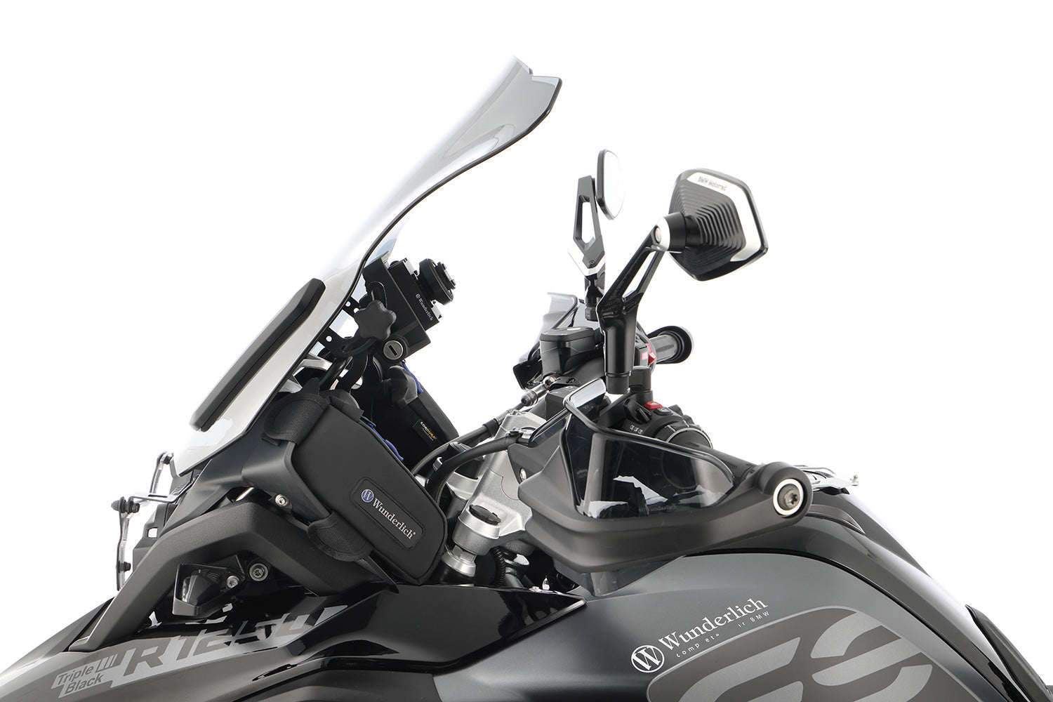 Two functional, cleverly arranged bags - designed specifically to fit the wind deflectors 