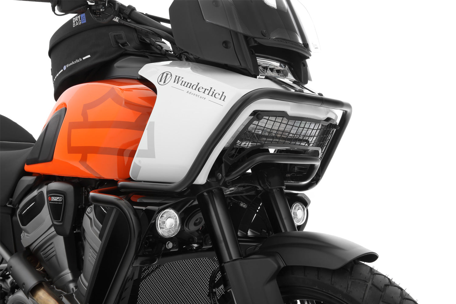 Wunderlich headlight protection grill, foldable, for the Harley-Davidson Pan America 1250 reliably protects the original headlight from...