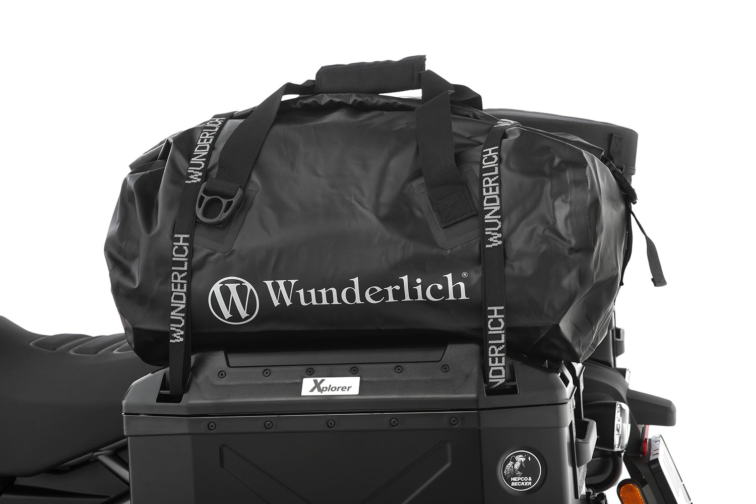 Strong woven Wunderlich nylon strap with metal buckle for a safe hold and simple use.