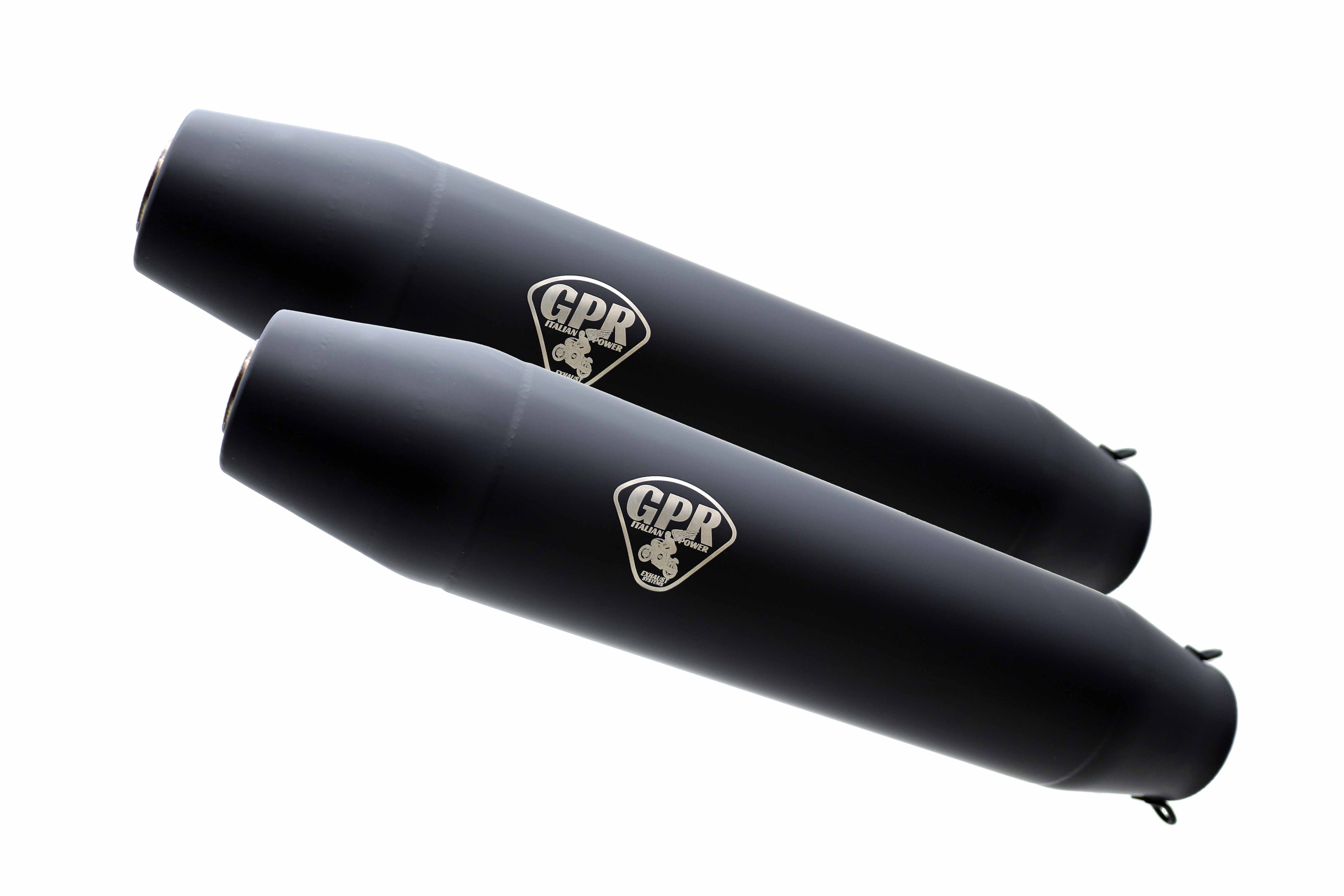 GPR-Exhaust---Deeptone-Black-Cafè-Racer-Silencers-without-link-pipe-for-V-35-TT-SP-Lario-GT--Custom-from-1982-to-1994-Dual-Universal-Homologated-Silencer-Kit-Without-Link-Pipes