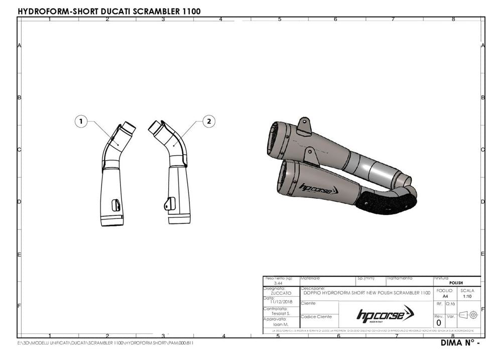 HPCorse - Hydroform Corsa Short for Ducati Scrambler 1100. For race use only.